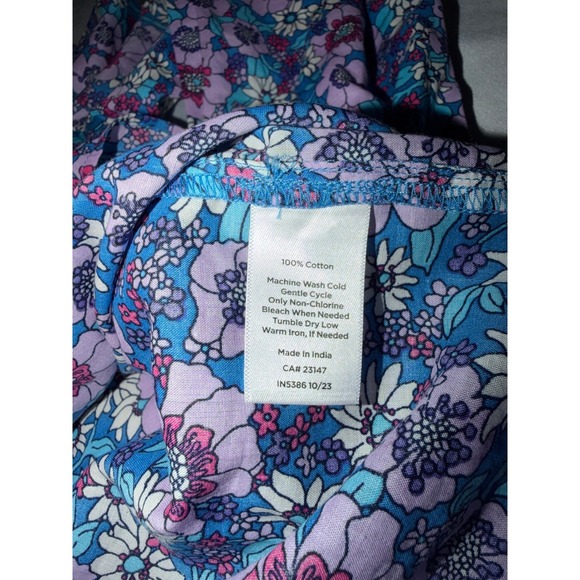 Talbots Petite Floral Cotton Blouse MP Cottagecore Button Front Petite Medium - Picture 7 of 8